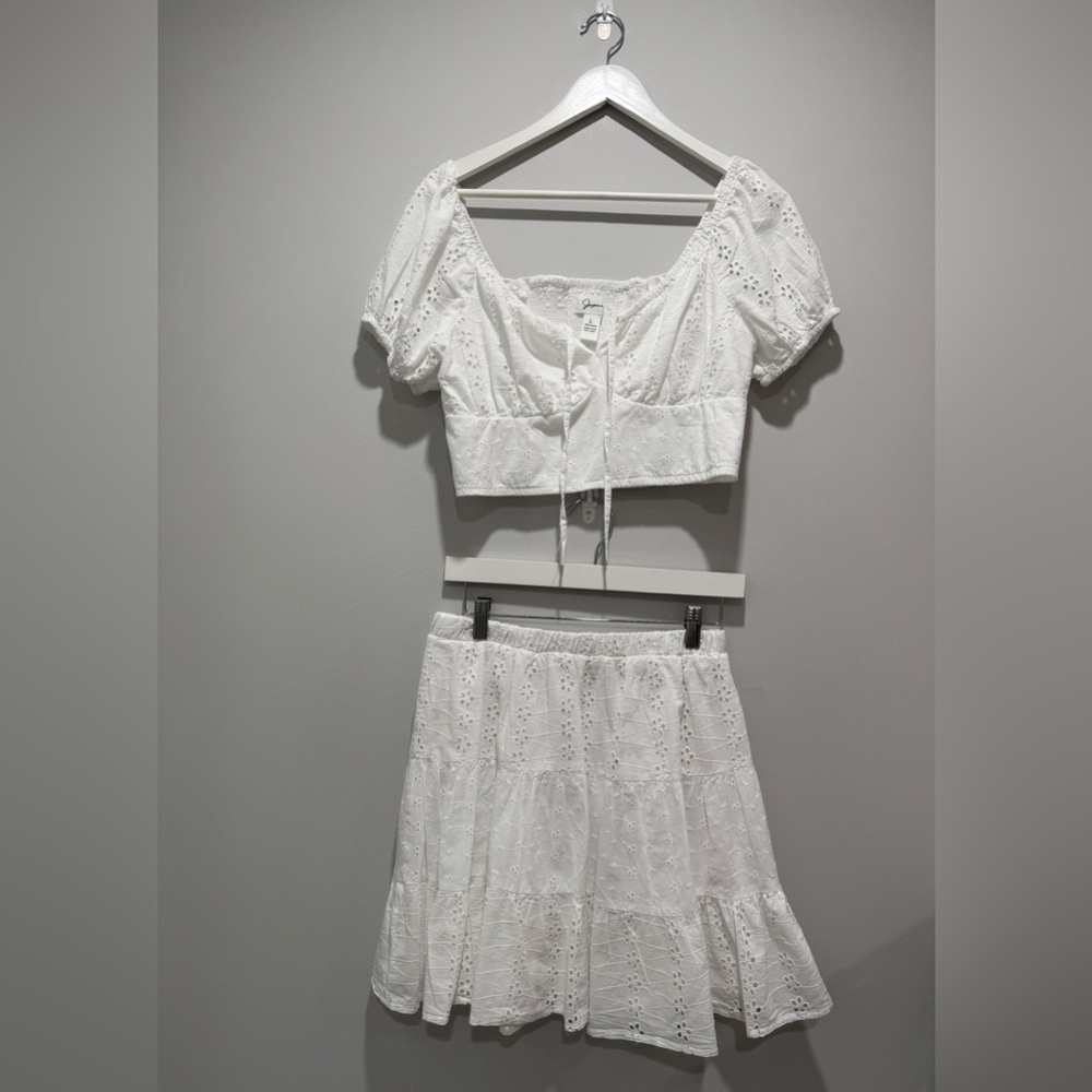 NEW Japna White Eyelet 2-Pce Skirt Set Size L NWOT